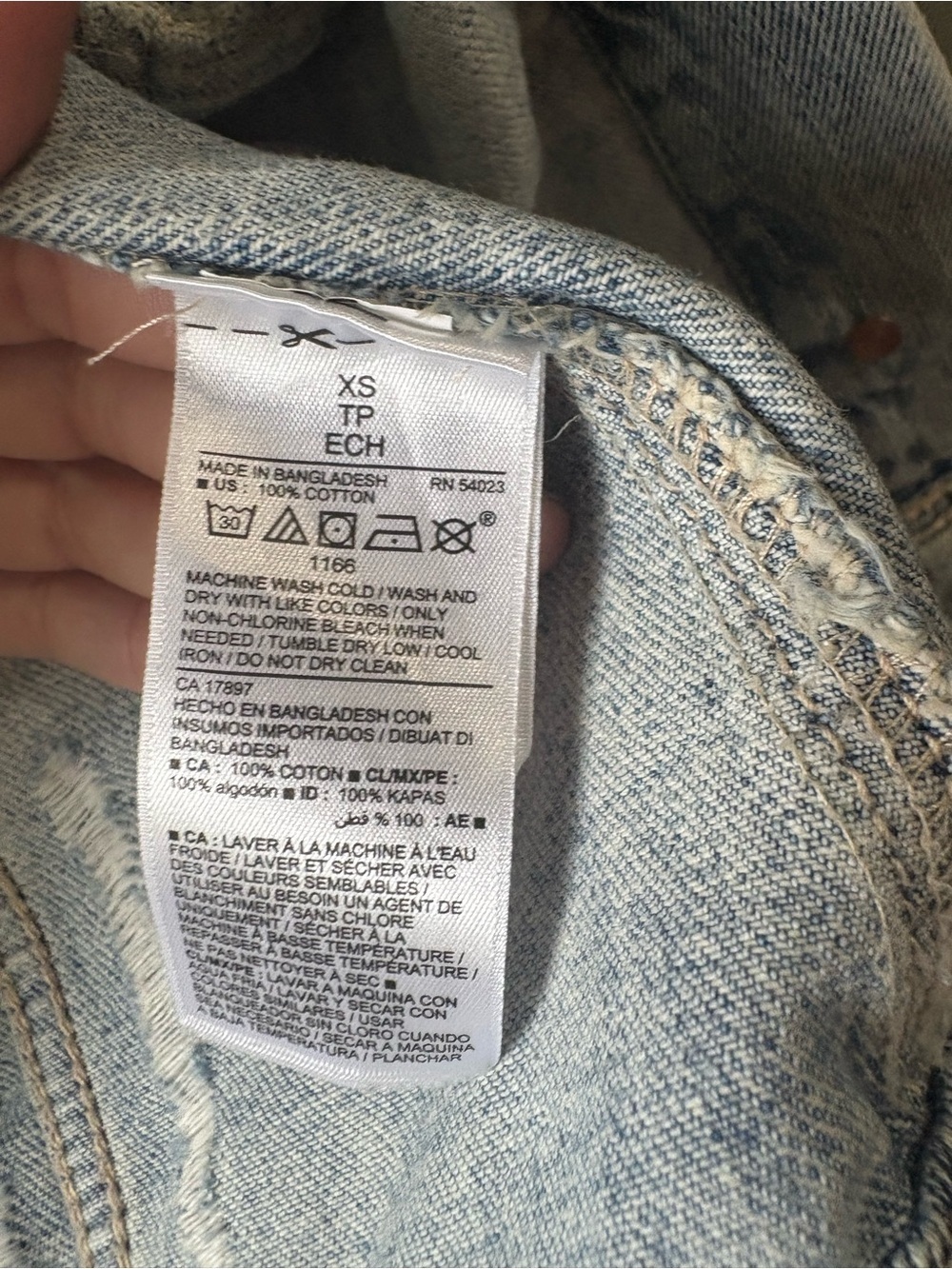 Old Navy Distressed Light Wash Denim Jacket XS Button Front Jean Jacket - Picture 6 of 8